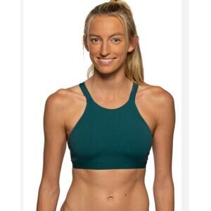 Jolyn Kaylee Teal High Neck Sports Bikini Top Small